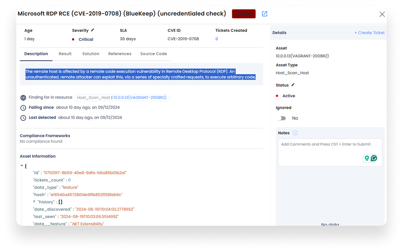 vm Security for Host Scan